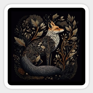 Thoughtful Folksy Fox With Fauna Sticker